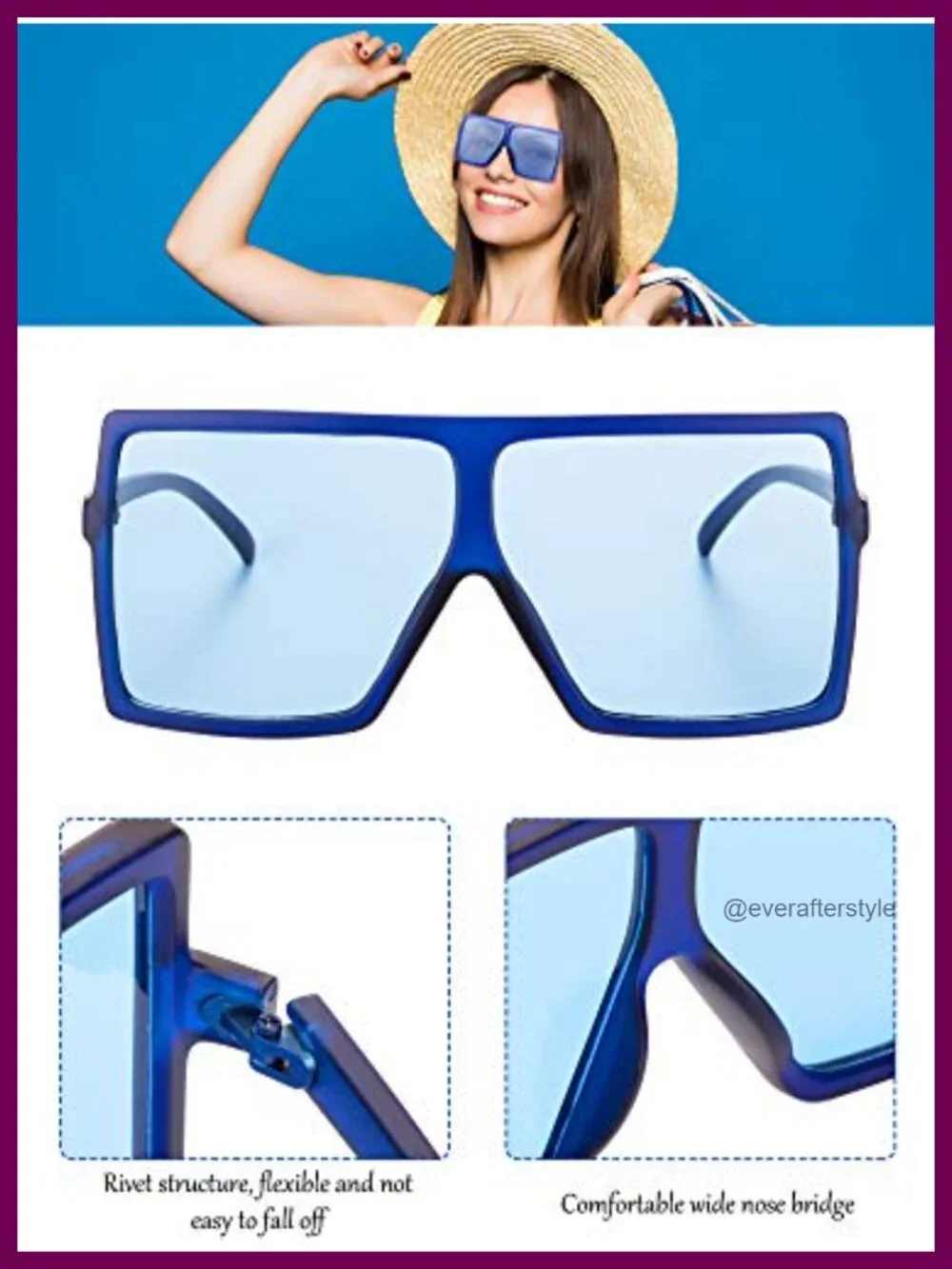 Oversized Square Sunglasses 9 Pair Acrylic Plastic Retro Vintage UV Protection